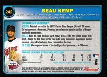 2003 Bowman - Gold #242 Beau Kemp Back