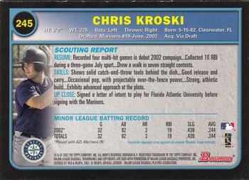2003 Bowman - Gold #245 Chris Kroski Back