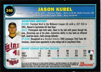 2003 Bowman - Gold #246 Jason Kubel Back