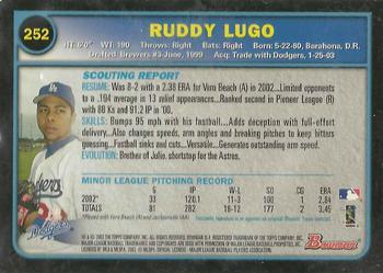 2003 Bowman - Gold #252 Ruddy Lugo Back