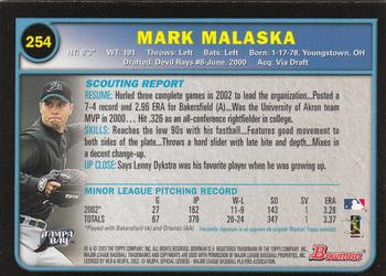 2003 Bowman - Gold #254 Mark Malaska Back