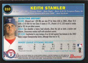 2003 Bowman - Gold #310 Keith Stamler Back