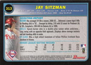 2003 Bowman - Gold #313 Jay Sitzman Back