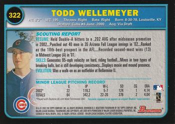 2003 Bowman - Gold #322 Todd Wellemeyer Back