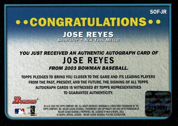 2003 Bowman - Signs of the Future #SOF-JR Jose Reyes Back