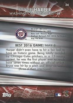 2016 Bowman's Best - Blue Refractor #34 Bryce Harper Back