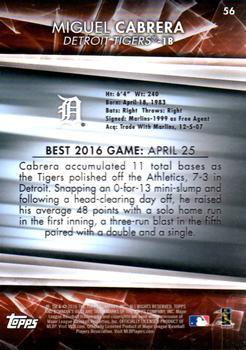 2016 Bowman's Best - Blue Refractor #56 Miguel Cabrera Back