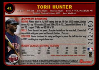 2003 Bowman - Uncirculated Silver #41 Torii Hunter Back