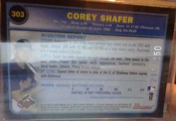 2003 Bowman - Uncirculated Silver #303 Corey Shafer Back