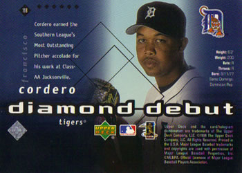 2000 Upper Deck Black Diamond #118 Francisco Cordero Back