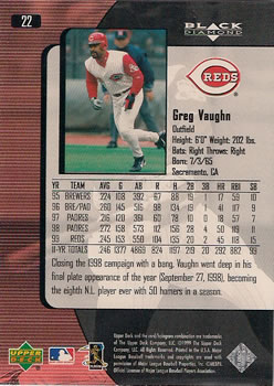 2000 Upper Deck Black Diamond #22 Greg Vaughn Back