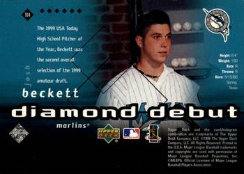 2000 Upper Deck Black Diamond #104 Josh Beckett Back