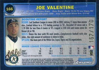 2003 Bowman Chrome - Gold Refractors #166 Joe Valentine Back
