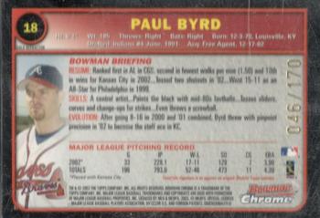 2003 Bowman Chrome - Gold Refractors #18 Paul Byrd Back