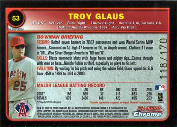 2003 Bowman Chrome - Gold Refractors #53 Troy Glaus Back