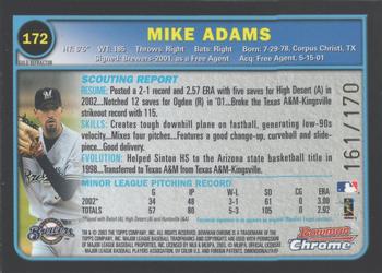 2003 Bowman Chrome - Gold Refractors #172 Mike Adams Back