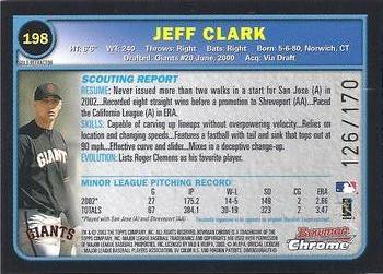 2003 Bowman Chrome - Gold Refractors #198 Jeff Clark Back