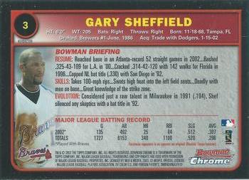 2003 Bowman Chrome - Refractors #3 Gary Sheffield Back