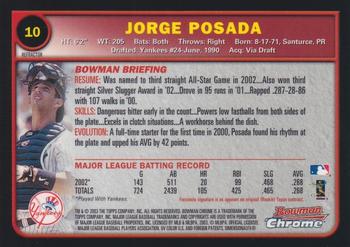 2003 Bowman Chrome - Refractors #10 Jorge Posada Back