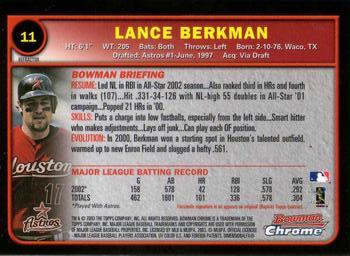 2003 Bowman Chrome - Refractors #11 Lance Berkman Back