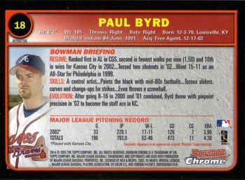 2003 Bowman Chrome - Refractors #18 Paul Byrd Back