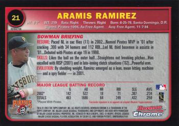 2003 Bowman Chrome - Refractors #21 Aramis Ramirez Back