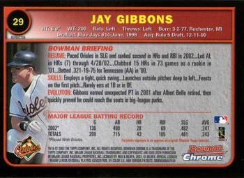 2003 Bowman Chrome - Refractors #29 Jay Gibbons Back