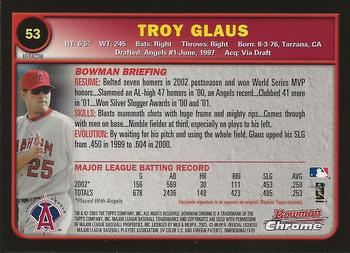 2003 Bowman Chrome - Refractors #53 Troy Glaus Back