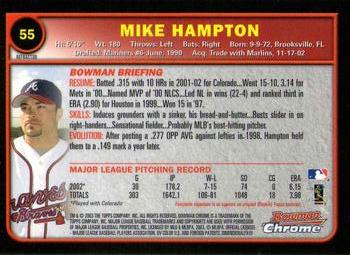 2003 Bowman Chrome - Refractors #55 Mike Hampton Back