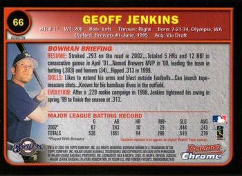 2003 Bowman Chrome - Refractors #66 Geoff Jenkins Back