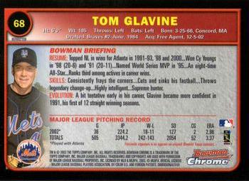 2003 Bowman Chrome - Refractors #68 Tom Glavine Back