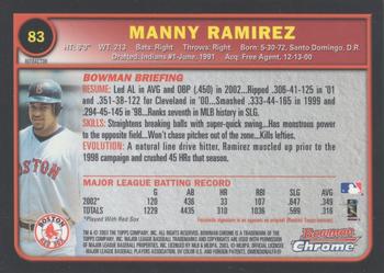 2003 Bowman Chrome - Refractors #83 Manny Ramirez Back