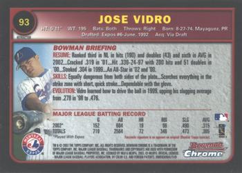 2003 Bowman Chrome - Refractors #93 Jose Vidro Back