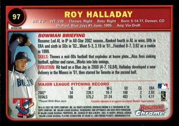 2003 Bowman Chrome - Refractors #97 Roy Halladay Back