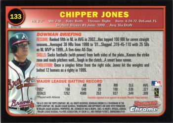 2003 Bowman Chrome - Refractors #133 Chipper Jones Back