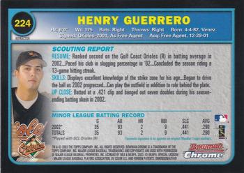 2003 Bowman Chrome - Refractors #224 Henry Guerrero Back