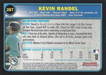 2003 Bowman Chrome - Refractors #287 Kevin Randel Back