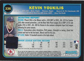 2003 Bowman Chrome - Refractors #336 Kevin Youkilis Back
