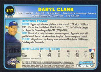 2003 Bowman Chrome - Refractors #347 Daryl Clark Back
