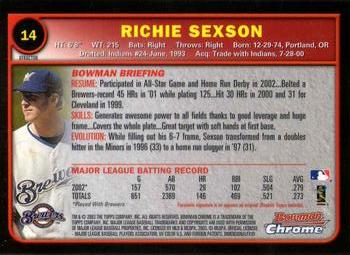 2003 Bowman Chrome - X-Fractors #14 Richie Sexson Back