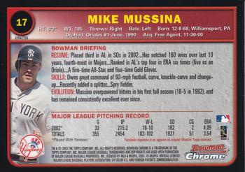 2003 Bowman Chrome - X-Fractors #17 Mike Mussina Back