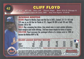 2003 Bowman Chrome - X-Fractors #42 Cliff Floyd Back