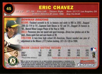 2003 Bowman Chrome - X-Fractors #45 Eric Chavez Back