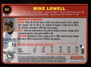 2003 Bowman Chrome - X-Fractors #62 Mike Lowell Back
