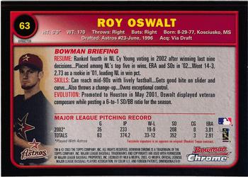 2003 Bowman Chrome - X-Fractors #63 Roy Oswalt Back
