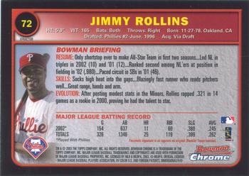 2003 Bowman Chrome - X-Fractors #72 Jimmy Rollins Back