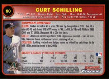 2003 Bowman Chrome - X-Fractors #80 Curt Schilling Back