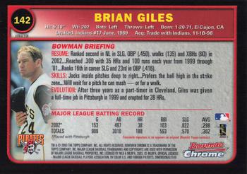 2003 Bowman Chrome - X-Fractors #142 Brian Giles Back