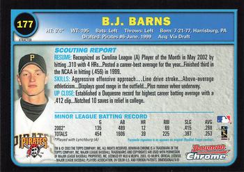 2003 Bowman Chrome - X-Fractors #177 B.J. Barns Back