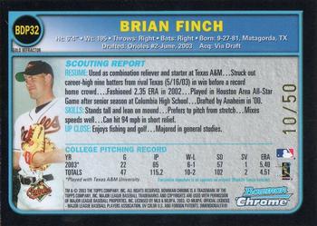 2003 Bowman Draft Picks & Prospects - Chrome Gold Refractors #BDP32 Brian Finch Back